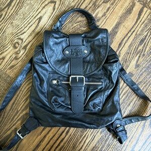 Libos black leather mini backpack, made in Italy